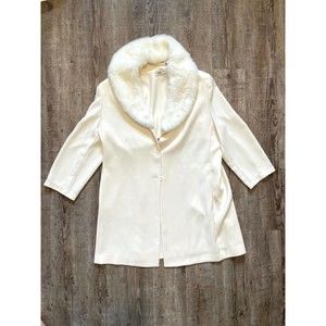 Vintage White Amanda Smith Woman Dress Coat Plus Coat Size 20W Faux Fur Collar